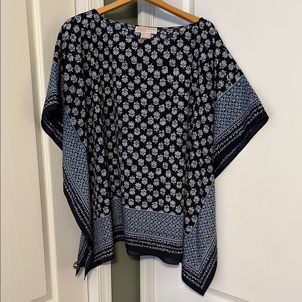 Michael Kors Flowy Floral Navy Blue Women's Top 3X